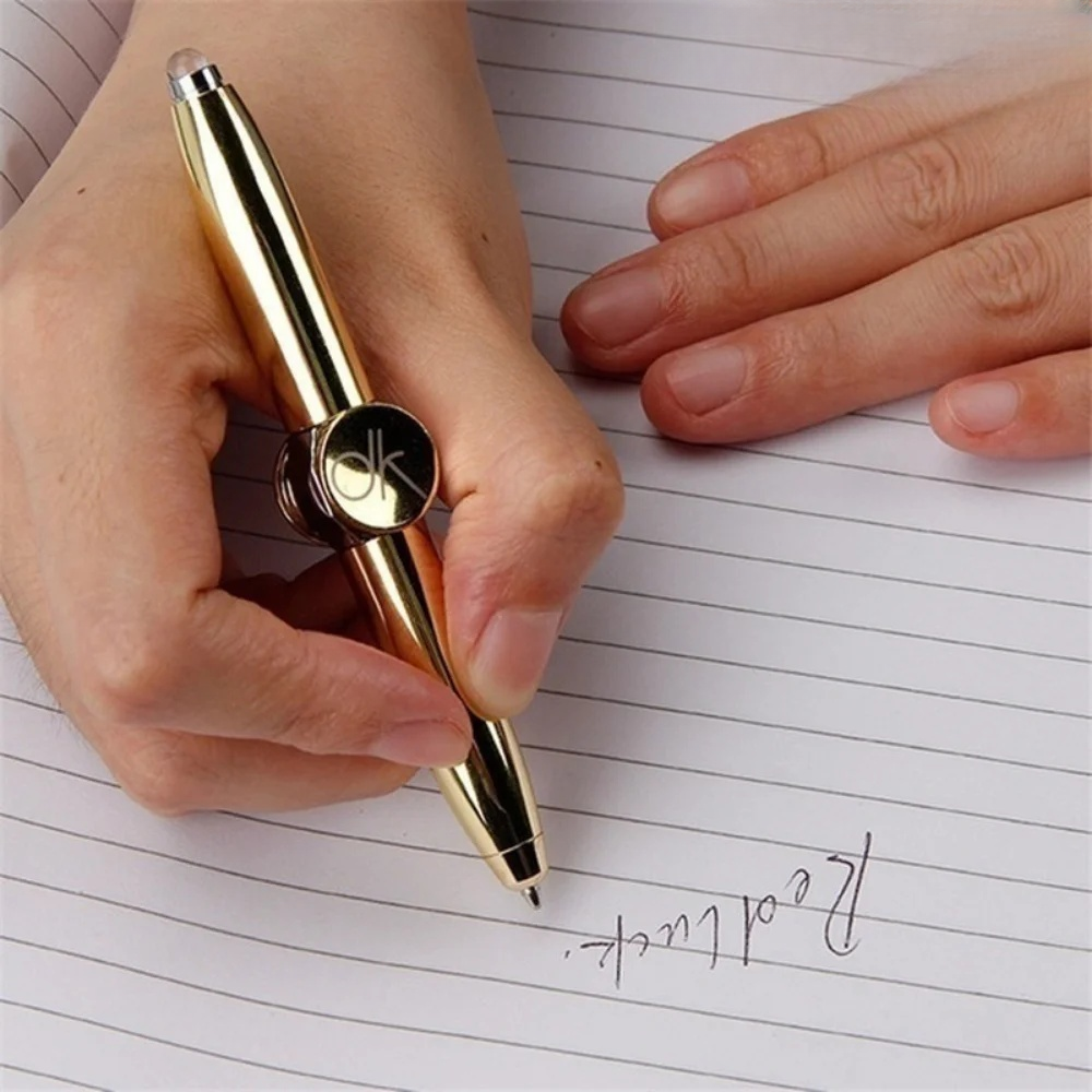 Relieve Stress Spinner Pen Gyroscope Decompression Light Ball Pen Shape Finger Gyro Writing Pen